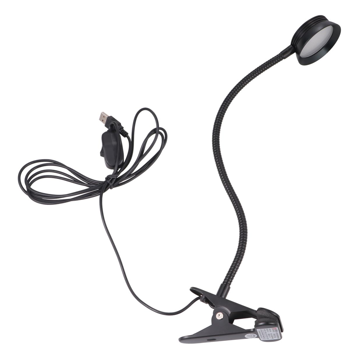 Baluue Lampada da Lettura LED USB Pinza 4w Nera Flessibile | Collo D’oca Regolabile, Cavo USB Incluso, per Leggerel Buio in Viaggio e Letto