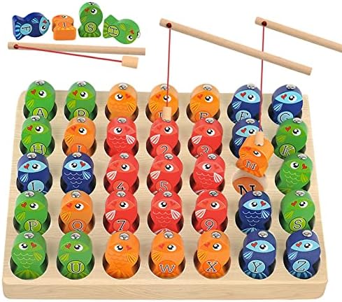 Toddler Learning Educational Toys for 2 3 4 5 Year Old Boys Girls Wooden Magnetic Fishing Kids Toys Games Letters ABC Numbers Alphabet Puzzle Montessori Toys for Ages 2+ STEM Preschool Education Gifts