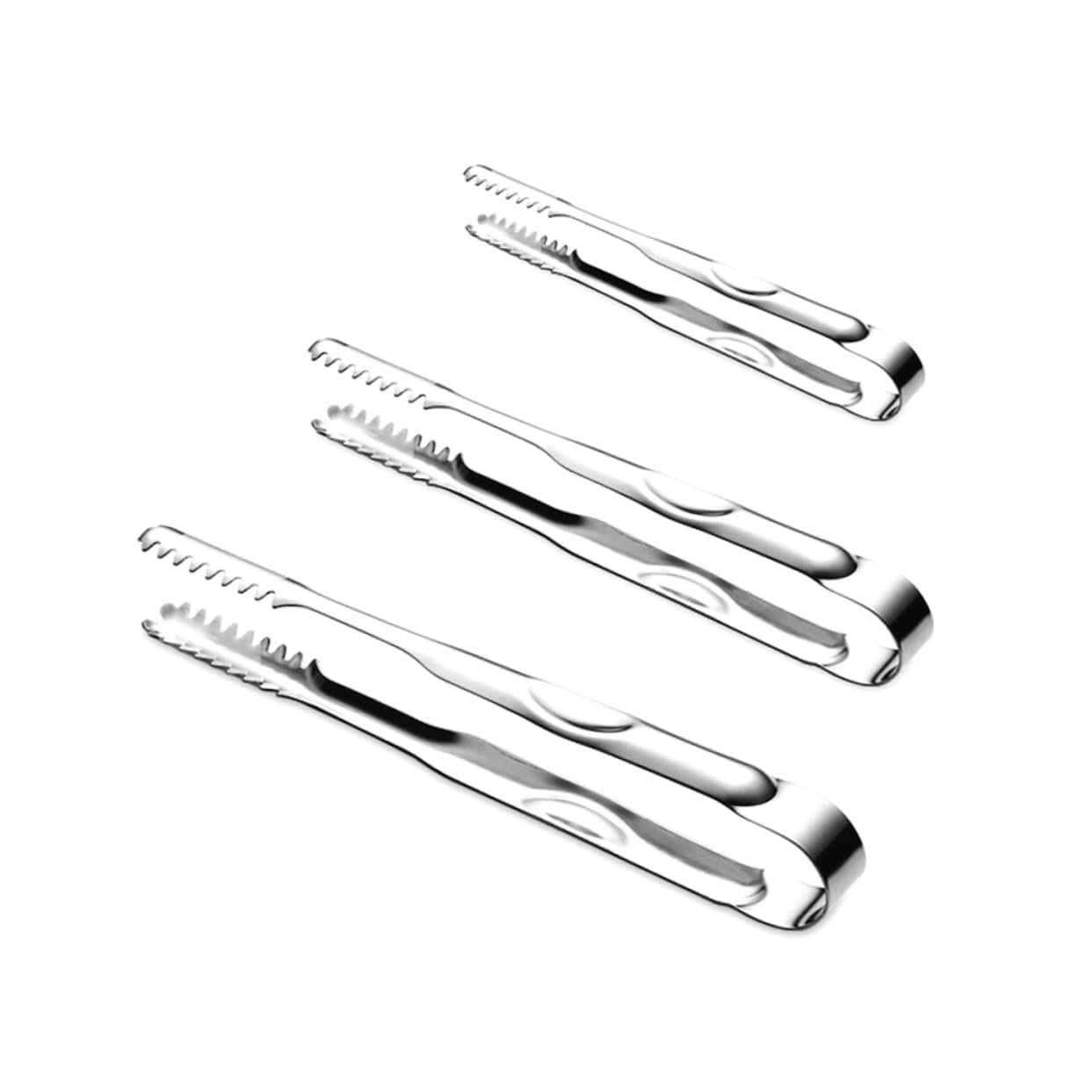 STOBAZA Stainless Ice Tongs Bulk 3 Piece Set for Sugar Cubes Ice Cubes and Lemon Slices
