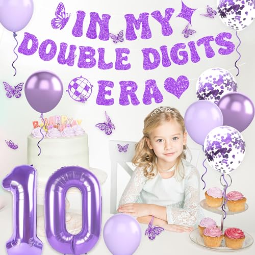 Holkcog 10th Birthday Decoration for Girls, Purple Double Digits Era Banner by Holkcog - Used condition - Image 3