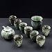 Czajnik ceramiczny Zestaw ceramicznych czajniczek Budowa pieca Zestaw do herbaty Kung Fu Ceramiczny zestaw do domu, Piec Tianmu Glaze Kamionka Czajnik Pudełko na herbatę, Indygo (obraz olej