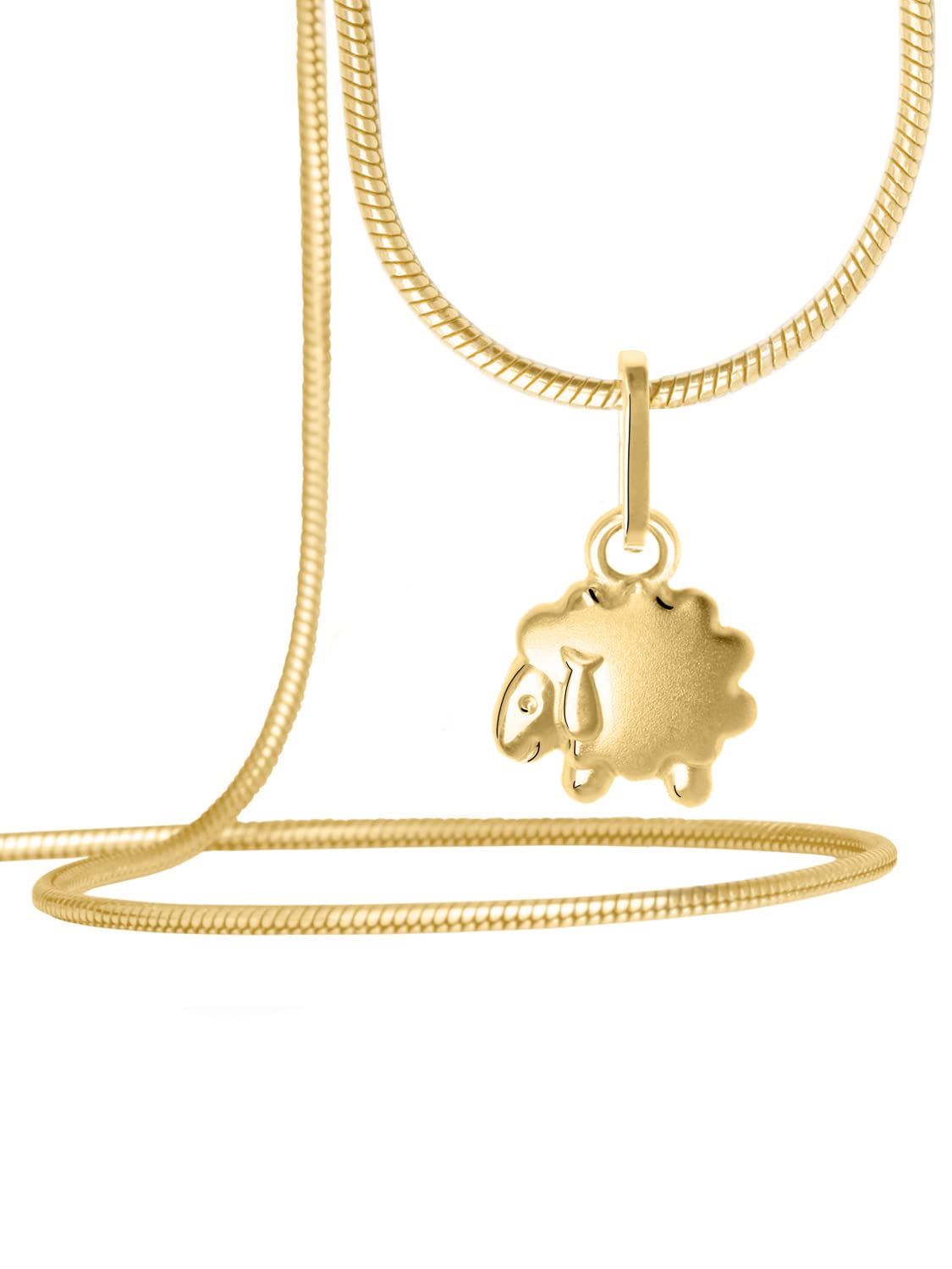 My Gold Pendentif Mouton Or jaune véritable Or 585 (14 carats) 15 mm x 8 mm Mini Pendentif enfant Mouton A-03569-G403