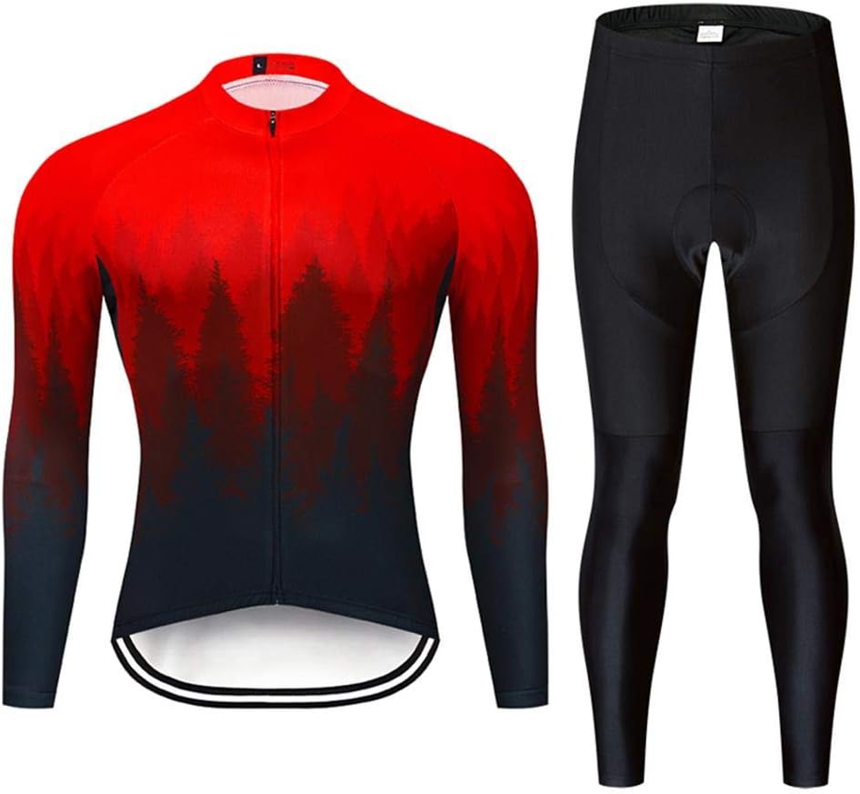 MOXILYN Men's Quick-Dry Cycling Jersey Set Road Bike Bicycle Shirt + Bib Pants with 9D Gel Padded MTB Riding Clothing kit