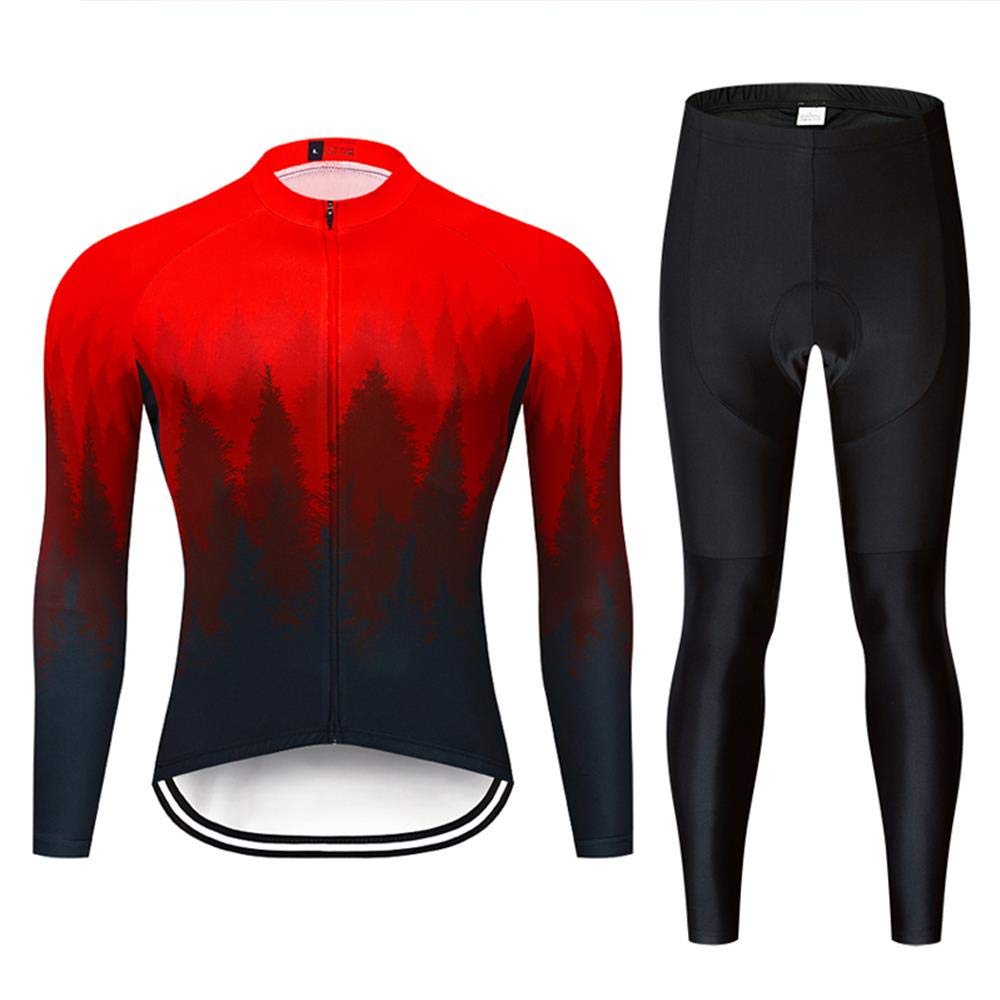 MOXILYN Men's Quick-Dry Cycling Jersey Set Road Bike Bicycle Shirt + Bib Pants with 9D Gel Padded MTB Riding Clothing kit