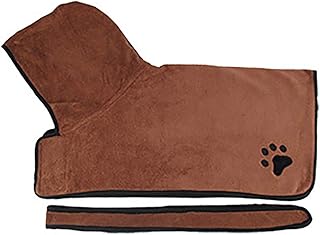 犬用マイクロファイバータオル ペット用バスローブ ペット バスタオル タオル 犬タオル 猫タオル 柔らかい ふわふわ 吸水 フード付き 可愛い 体を包み込む お風呂 水泳 体拭き用タオル 超吸水 速乾 (Large,褐色)