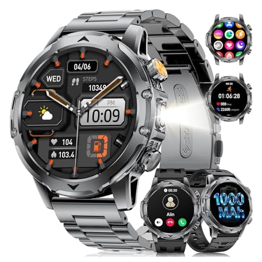 2026 Montre Connectée Homme Militaire avec 1,53 HD Écran/LED Lampe/1000mah Batterie/ IP68 Étanche Smartwatch avec 100+ Modes Sportifs,24/7 Moniteur de Fréquence Cardiaque et Sommeil,pour Android iOS