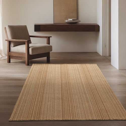 MatEssenz 3x5 ft Area Rug - Machine Washable Non-Slip Boho Rug for Living Room, Woven Rug for Bedroom, Dining Room, Home Office - Soft, Lightweight, Stain-Resistant, Soundproof - Light Taupe Brown