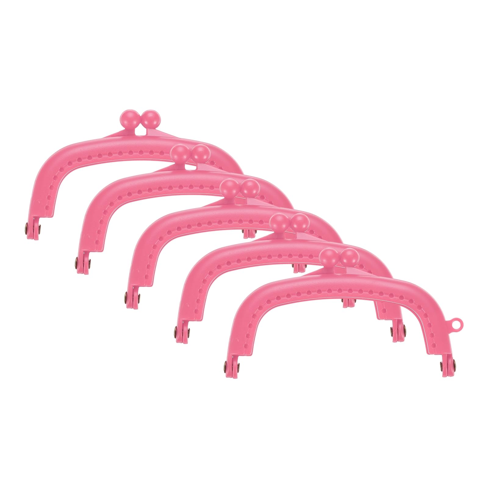 sourcing map 5 Pcs Plastic Purse Frame, 8.5cm/3.3" Retro Arch Kiss Lock Clasp Frame Embossed for Purse Making, Handled Bag, Coin Bag Clutch Bag, Frame Hardware Replacements (Pink)