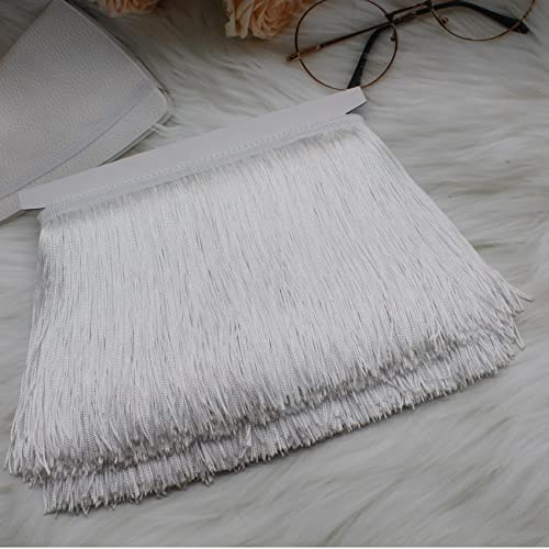 Dortrue 10 Yards Of 8" White Fringe Trim Tassel Sewing Trim For Clothes Accessories Latin Wedding Dress Diy Lamp Shade Decoration #TOP3