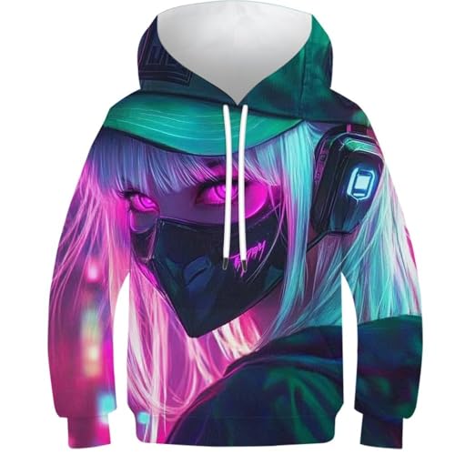 Pull à motif dessin animé cyberpunk : Cadeau idéal enfant 8-10 ans