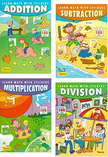 4 PACK: Learn Math with Stickers: Addition, Subtraction, Multiplication, Division