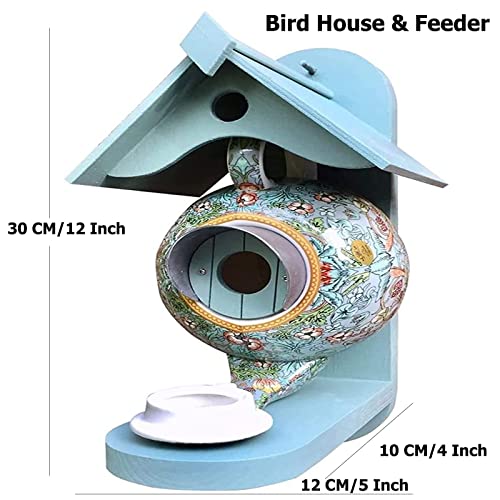 Teapot Bird House And Feeder, Outdoor Teapot Bird House Feeder Wall Mount, Hummingbird Feeder, Bird Wild Bird House Garden Yard Decor Large Teapot Shape Bird Feeder (Red, 1 Pack) #TOP1