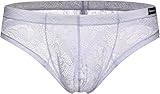 Mens Sexy Panty Solid Color Transparent Mesh Panty Respirant Slim Classic fit Lingerie (TG,Blanc)