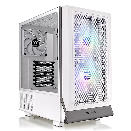 Image of Thermaltake Ceres 300 Snow Edition Mid Tower E-ATX Computer Case with Tempered Glass Side Panel; 2xCT140 ARGB Fan Preinstalled; Rotational PCIe Slots; CA-1Y2-00M6WN-00; 3 Years Warranty