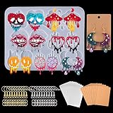 AIERSA 117Pcs Resin Earring Molds, 7 Pairs Dripping Blood Resin Jewelry Silicone Molds with Earring