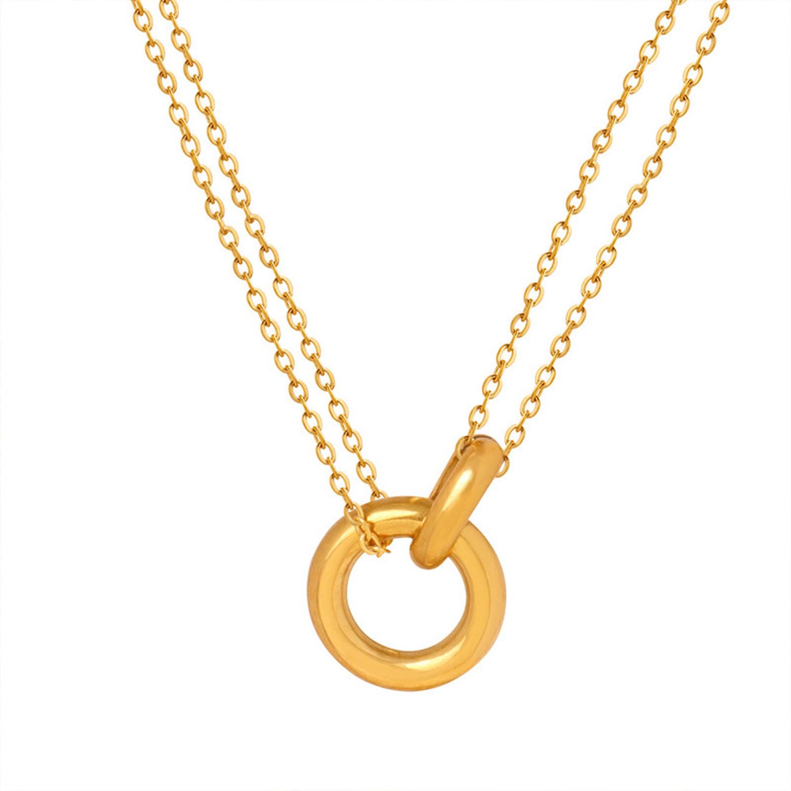 Collier double cercle entrelacé doré pour sublimer vos tenues d'été - 8