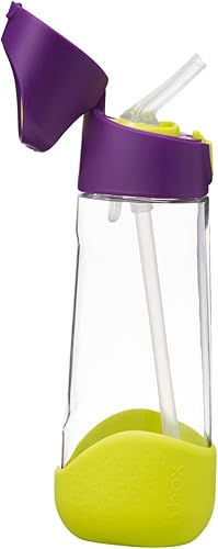 b.box Botella de agua de Tritan de 20 onzas Botella de agua grande y moderna con popote abatible para niños, a prueba de derrames, sin BPA (Passion