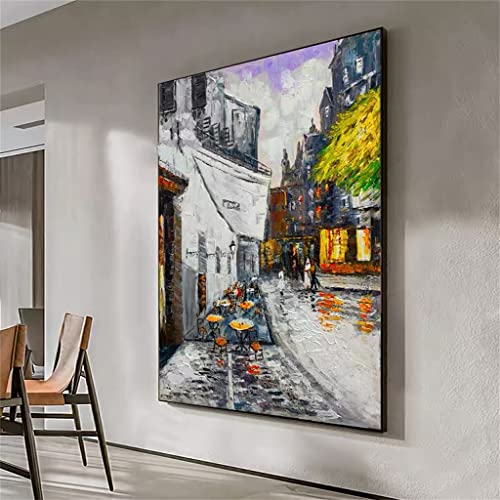 Peinture à l'huile faite main abstraction d'architecture 50x75 - 3