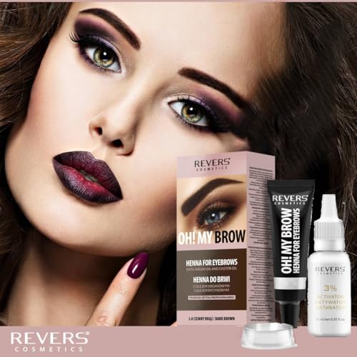7. Bild von REVERS COSMETICS Augenbrauenfarbe Dunkelbraun mit Arganöl und Rizinusöl (Omega 6, Karotin, Vitamine A, E, F) Natürliches Ergebnis, Hält bis zu 4 Wochen, 15+ Anwendungen