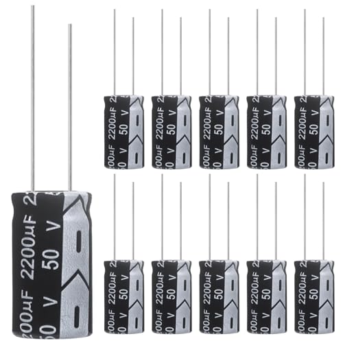 ALLECIN Condensadores Electroliticos 2200uF 50V 16x30MM Condensador Electrolitico de Aluminio 2200μF 50Voltios Electrolytic Capacitor 2200 uF MFD 105°C (Paquete de 10 Piezas)