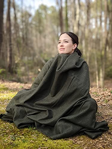 Olive Drab Green Warm Fire Retardant Blanket, 66" X 90" (80% Wool)-Us Military Style #TOP4
