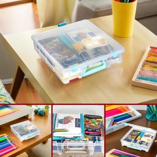Image of ArtBin Super Satchel 1-Compartment Craft Storage Box, Clear | One Open Compartment, 15.2 x 8 x 6.2 Inches, Secure Latches, Stackable, Clear Durable Polypropylene