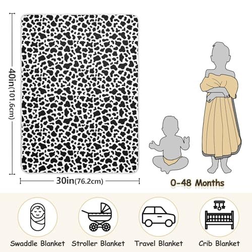 Image of Baby Swaddle Blanket for Baby Girls and Boys Soft Warm Security Bed and Play Blanket for Infant Toddler Kid Crib Bedding 30X40in Simple Cow Print Pattern