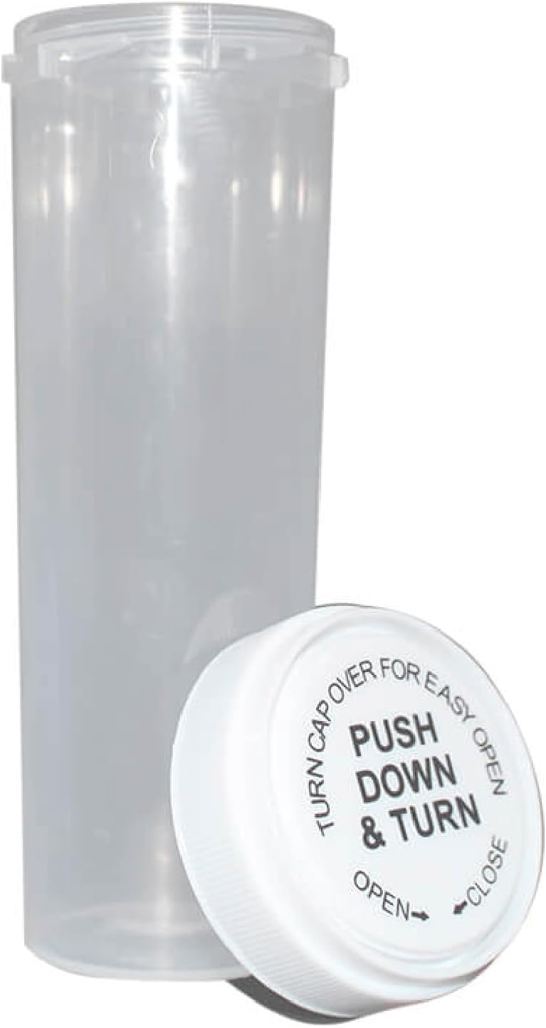 W Gallery 75 Clear 60 Dram Reversible Cap - Airtight Smell Proof Vials - Plastic Medical Grade Prescription Bottles for Pills Herbs Flowers Supplements, Bulk Pack, Not Glass Jars