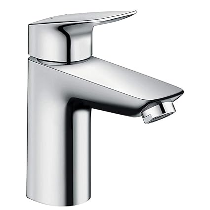 hansgrohe Logis Basin Mixer Tap 100 with Push-Open Waste, Chrome, 71107000