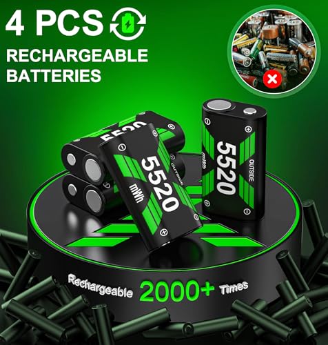 4 x 5520mWh Controller Battery Pack for Xbox, Rechargeable Battery Pack for Xbox Series X/S/One/One S/One X/One Elite Charging, Fast Charging Rechargeable Batteries for Xbox Controller