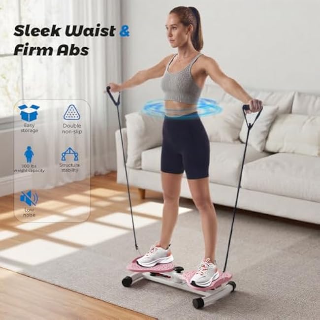 Exercise Twist Boards,Waist Twister Machine Exercise,Balance Board for Foot Massage and Weight Loss(Pink)