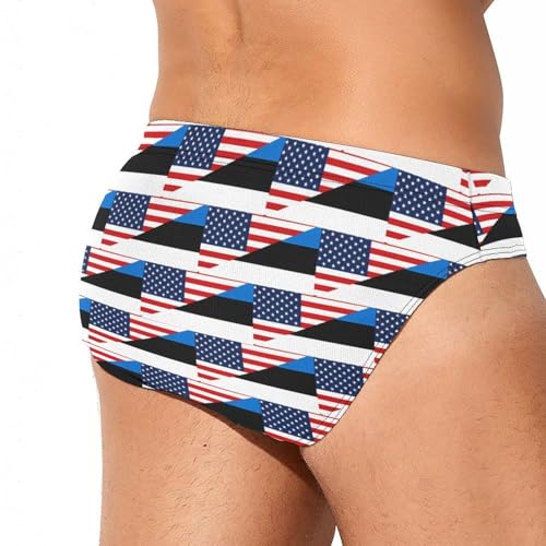 U.S. and Estonia Flag Mens Swim Briefs Quick Dry Triangle Trunks Swimsuit Swimming Bikini Swimwear3