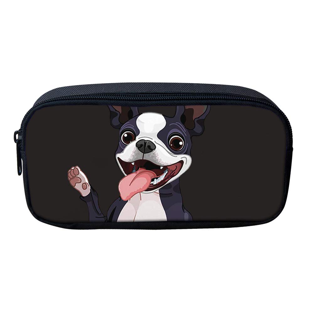 Showudesigns Children Pencil Cases for Teenage Girls Cute Makeup Pouch Pen Holder Bag Pen Case Black Boston Terrier โ image 1