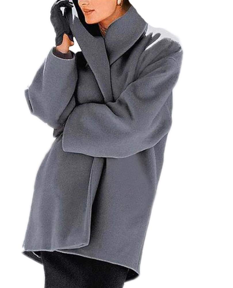 keephen Womens Long Coat Shawl Collar Jacket Winter Trench Longline Parka Outwear Overcoat Plus Size