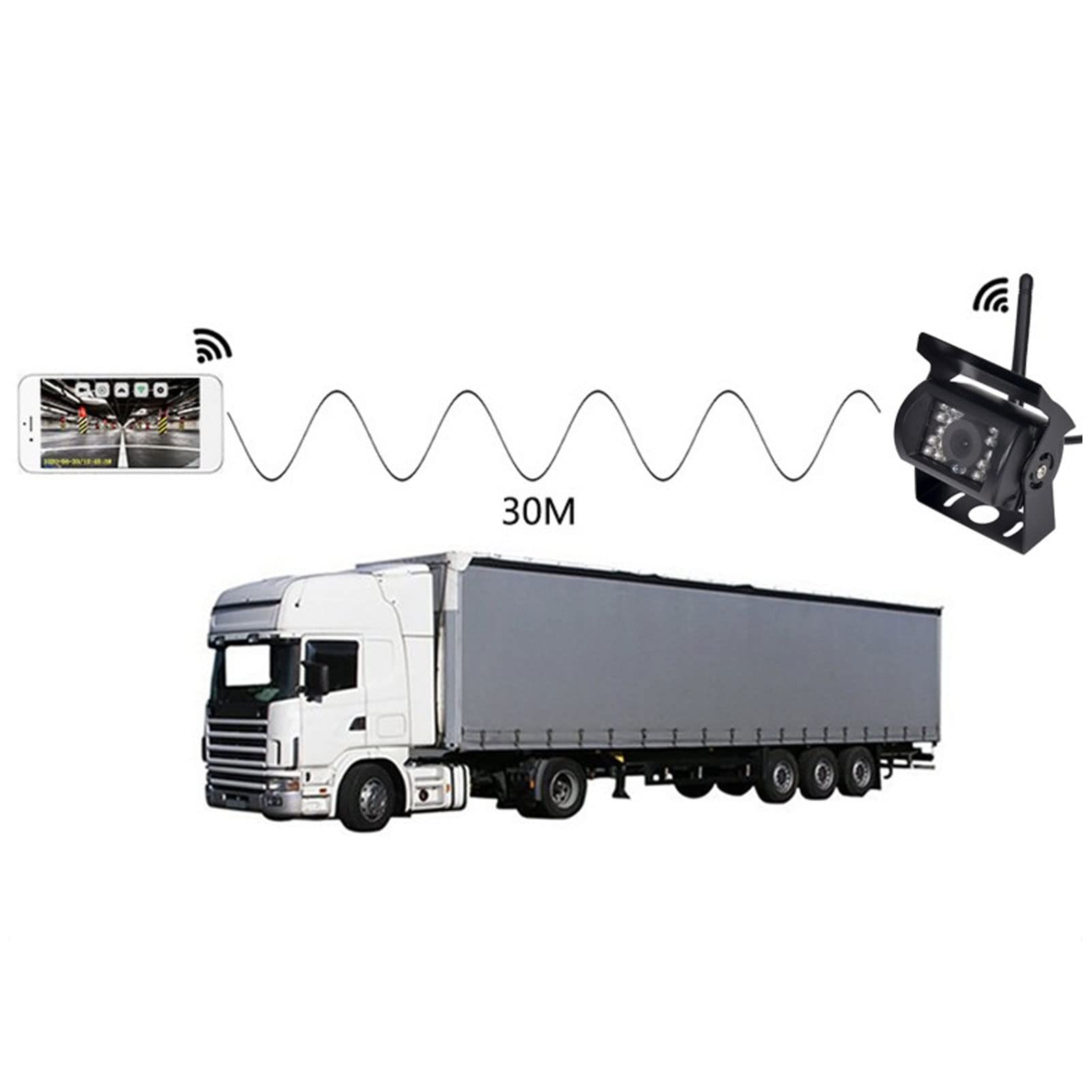 Cámara de Respaldo Inalámbrica WIFI, KIMISS HD Cámara de Respaldo de Visión Trasera Cámara de Estacionamiento de ángulo Ajustable de Visión Nocturna para Vehículos de Ingeniería de Camiones Y Autobuse
