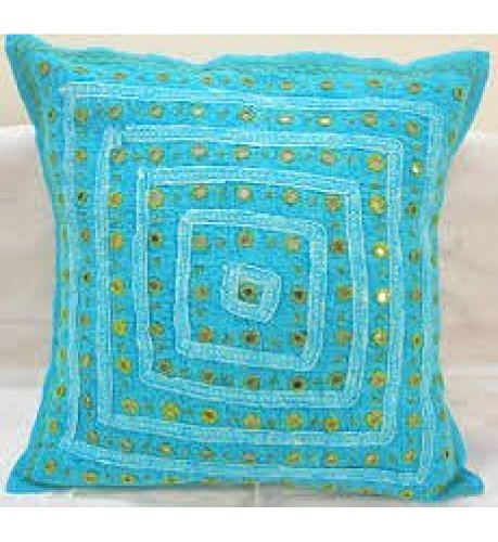 Ganesham Handicrafts - Indian Handmade Coussin décoratif canapé Boho Hippie Chic Bohème Chic Coton Throw oreiller Miroir oreiller couverture de coussin de coussin Cover