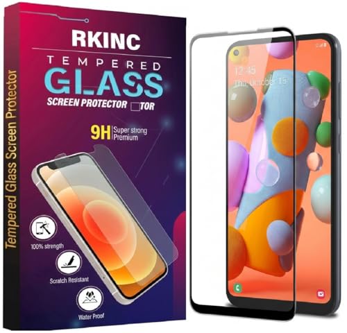 Image of RKINC Tempered Glass for Samsung Galaxy M11 (6.4 Inch) Military Grade Gorilla Screen Guard Protector | With Installation Kit | Edge to Edge Coverage | Black