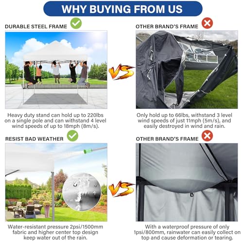 Image of COBIZI 10x15 Heavy Duty Pop Up Canopy Tent with 4 Sidewalls, Cream