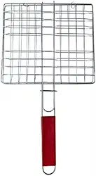 Grelha Dupla Abre E Fecha Para Churrasco, Aço Inox Portátil, Ideal Para Assar Legumes E Peixes, Resistente Ao Calor, Fácil De Limpar E Transportar