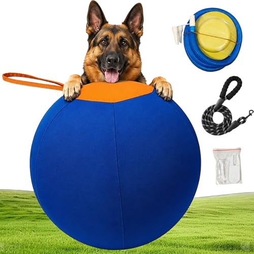 Herding Ball Hund - 45/55/65cm Beruhigender Jumbo Ball Reißfester Treibball für Hunde mit Tragegriff Riesiger Aufblasbarer Tennisball interaktiver Hundespielzeugball für das Training (Blau 45cm)