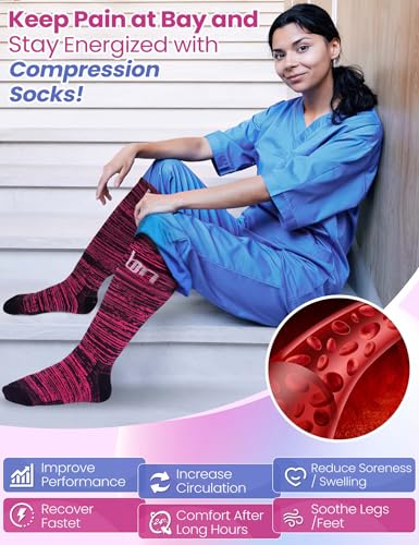 Plus Size Compression Socks for Women Men 3 Pairs Wide Calf Knee High Support for Circulatio for Nurses, Pregnancy3