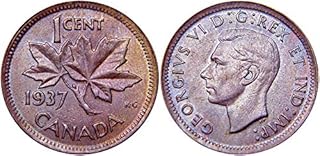 1938 Canadian 1-Cent Maple Leaf Twig Penny Coin Circulated