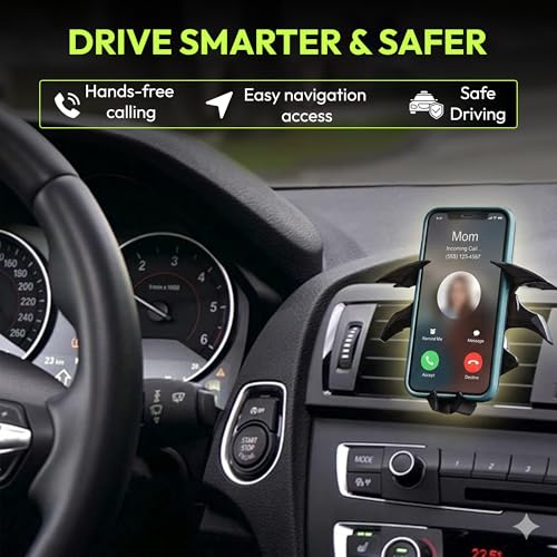 Image of Questsole Car Mobile Holder, Universal Air Vent Phone Mount for All Smartphones, 360 Rotation, Strong Grip, Futuristic Bat-Wing Design - Jet Black