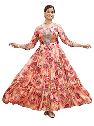 Robe indienne Anarkali Kurti légère en mousseline pour rester fraîche en fête