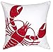 DECOPOW Embroidered Nautical Decor Pillow Covers,Square 18 Inches Decorative Canvas Pillow Cover for Nautical Style Deco by (Red-Lobster)