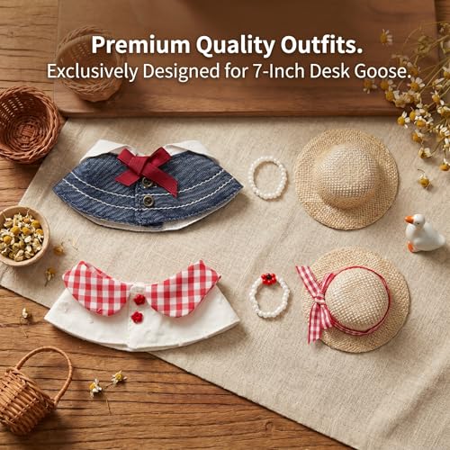MUGEEY 7 Inch Desk Goose Outfits - 2 Set Spring Summer Clothes & Costumes for Mini Desktop/Porch Geese, Durable Goose Desk Accessories, Desk Duck Clothing for Magnetic Goose Statue Decor&Gifting — view 2