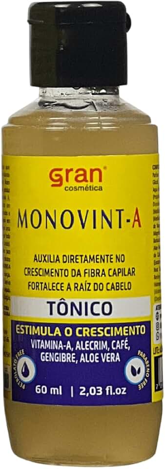 Tônico Ativador Monovin - A e Vitamina B5 60ml Gran Cosmética Estimula o Crescimento Capilar Para Cabelos Mais Fortes Com Resistência e Brilho