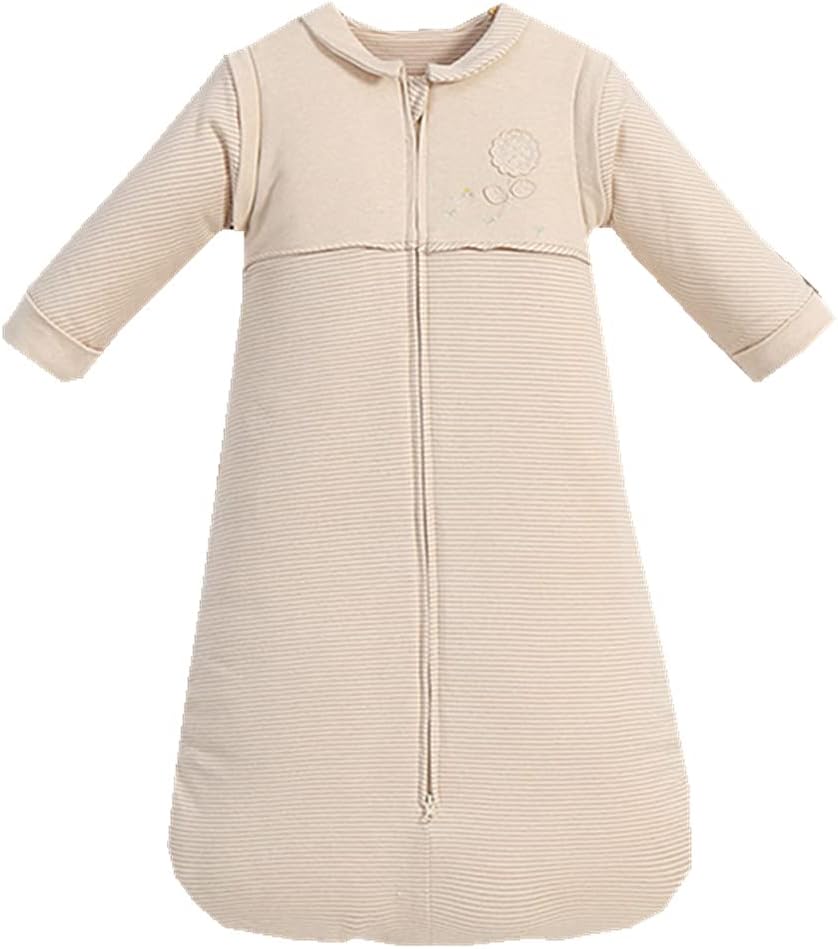 OuYunBaby Organic Sleeping Bag Detachable Sleeve Wearable Blanket, Moderate Thick, (32-68℉), (2.5 Tog for 60-68℉) Sunflower, 29.4"-35.4" height of Child