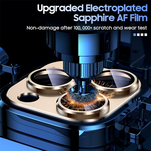 Image of Uyiton for iPhone 13 Pro /iPhone 13 Pro Max Camera Lens Protector, [Strong Adsorption] [Drop Protection] Metal Ring Tempered Glass Rear Camera Screen Cover - Gold