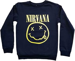 Kids Sweatshirt Yellow Smile Band Logo New Official Blue